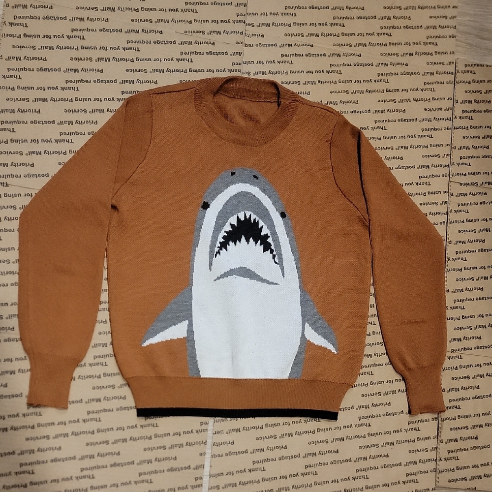 Shark Graphic Tan Sweater